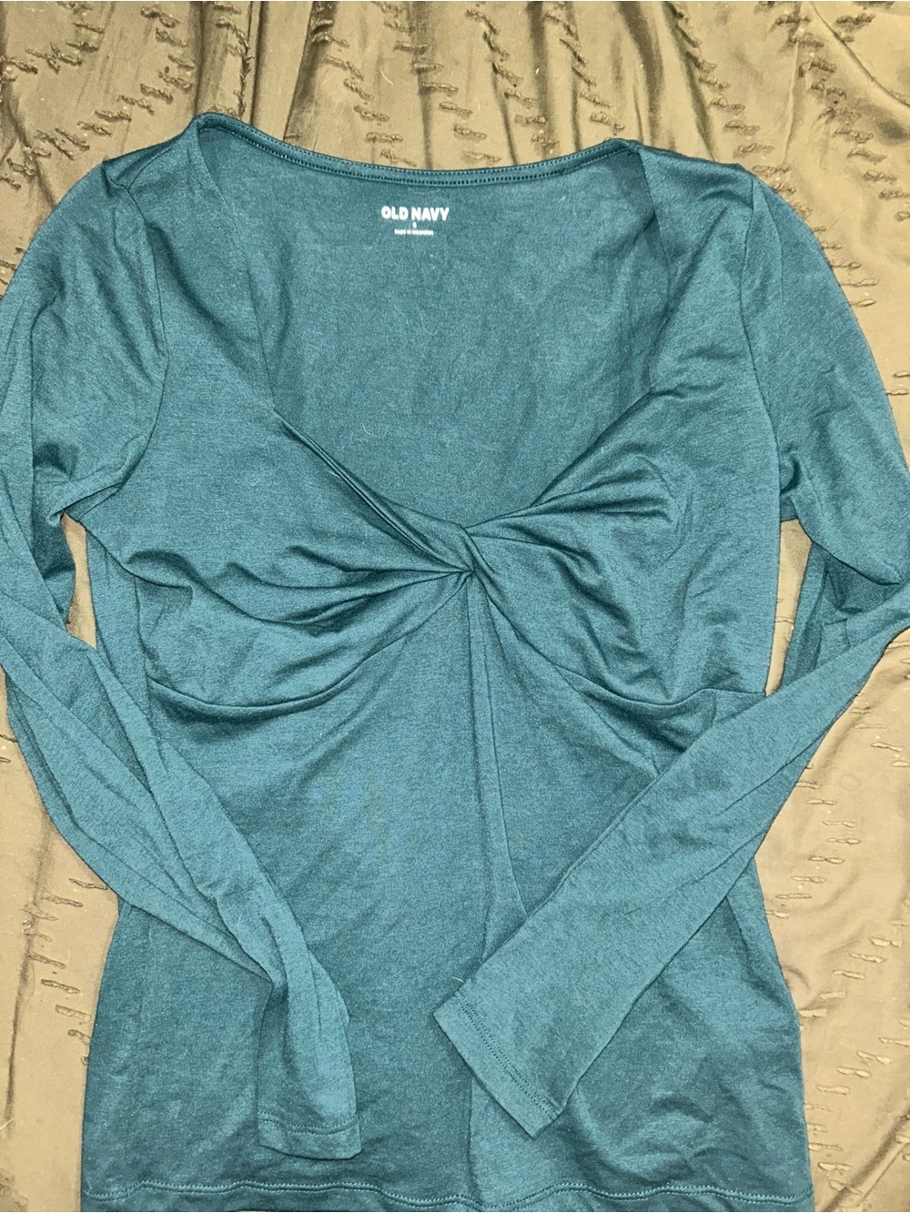 Old Navy Women's Emerald Green Twist-Front Long Sleeve Top
